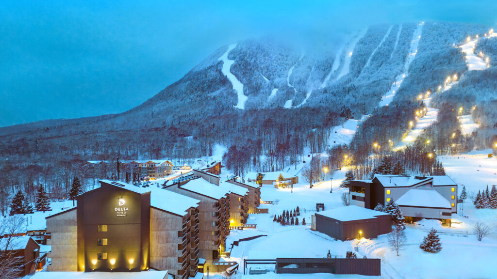 view of the delta hotels mont sainte anne ski slopes