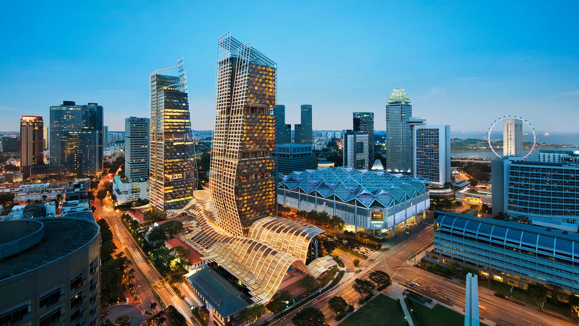 aerial view of JW Marriott Hotel Singapore South Beach