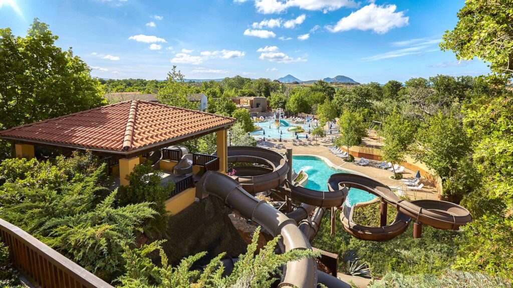 elevated view of the water slide at the westing costa navarino