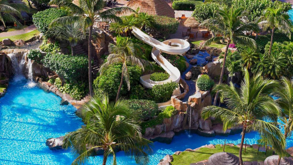 elevated view of the westin maui water slide