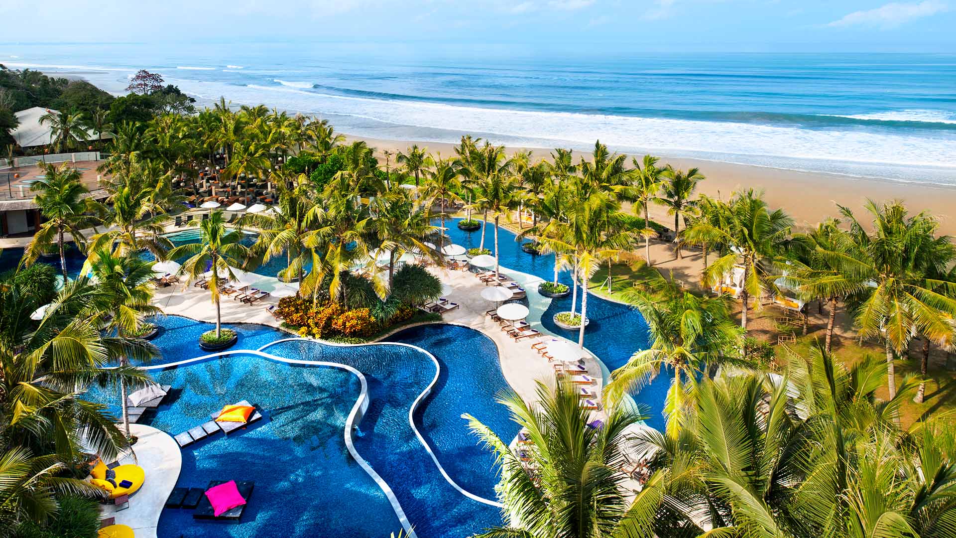 aerial view of a pool area and beach at W Bali - Seminyak